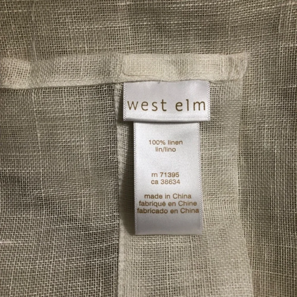 West Elm 48 x 84 set of 2 sheer European flax linen curtain panels Alabaster - Picture 4 of 5